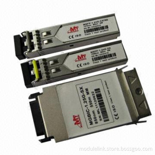 GBIC transceiver, 1.25GB bi-directional data links, 850nm VCSEL multi-mode, low power dissipation